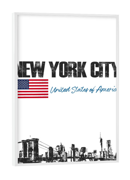Poster mit weißem Rahmen "New York City USA" artboxONE - Städte,Städte / New York,Schwarzweiß