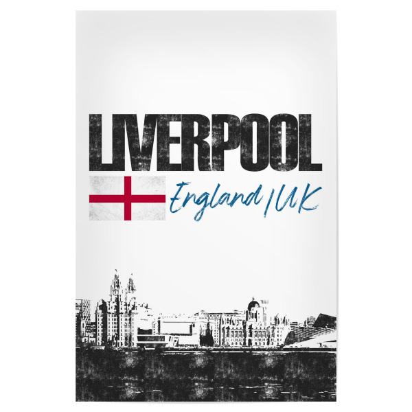 Poster "Liverpool Skyline minimalistisch" artboxONE - Städte,Schwarzweiß - England,Uk,Europa,Insel,Liverpool,City,Flagge,Typo