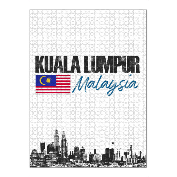 Puzzle Ravensburger "Kuala Lumpur minimalistisch" artboxONE - Städte,Schwarzweiß - Malaysia,Asien,Reise,Urlaub,Kuala lumpur,Skyline,City,Flagge