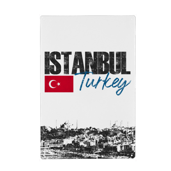 Metall Poster "Istanbul Skyline minimalistisch" artboxONE - Städte,Schwarzweiß,Städte / Istanbul - Türkei,Reise,Urlaub,Moschee,Flagge,Istanbul,City