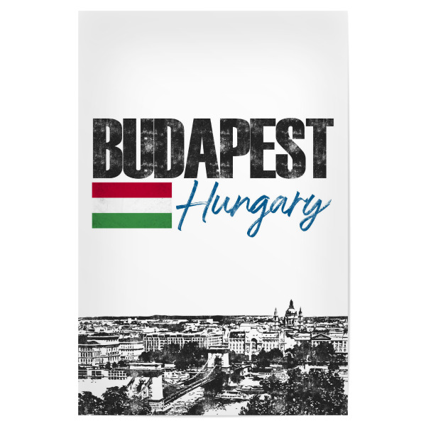 Poster 30x20 cm "Budapest Skyline minimalistisch" artboxONE - Städte,Schwarzweiß - Ungarn,Europa,Stadt,Reise,Urlaub,Budapest,City,Flagge,Typo