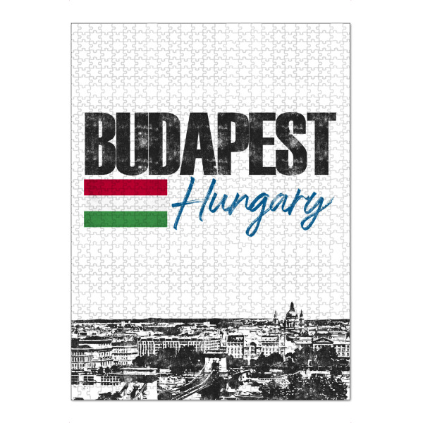 Puzzle Ravensburger "Budapest Skyline minimalistisch" artboxONE - Städte,Schwarzweiß - Ungarn,Europa,Stadt,Reise,Urlaub,Budapest,City,Flagge,Typo