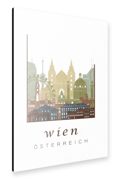 Alu-Dibond "Vienna skyline light brown" 30x20 cm artboxONE