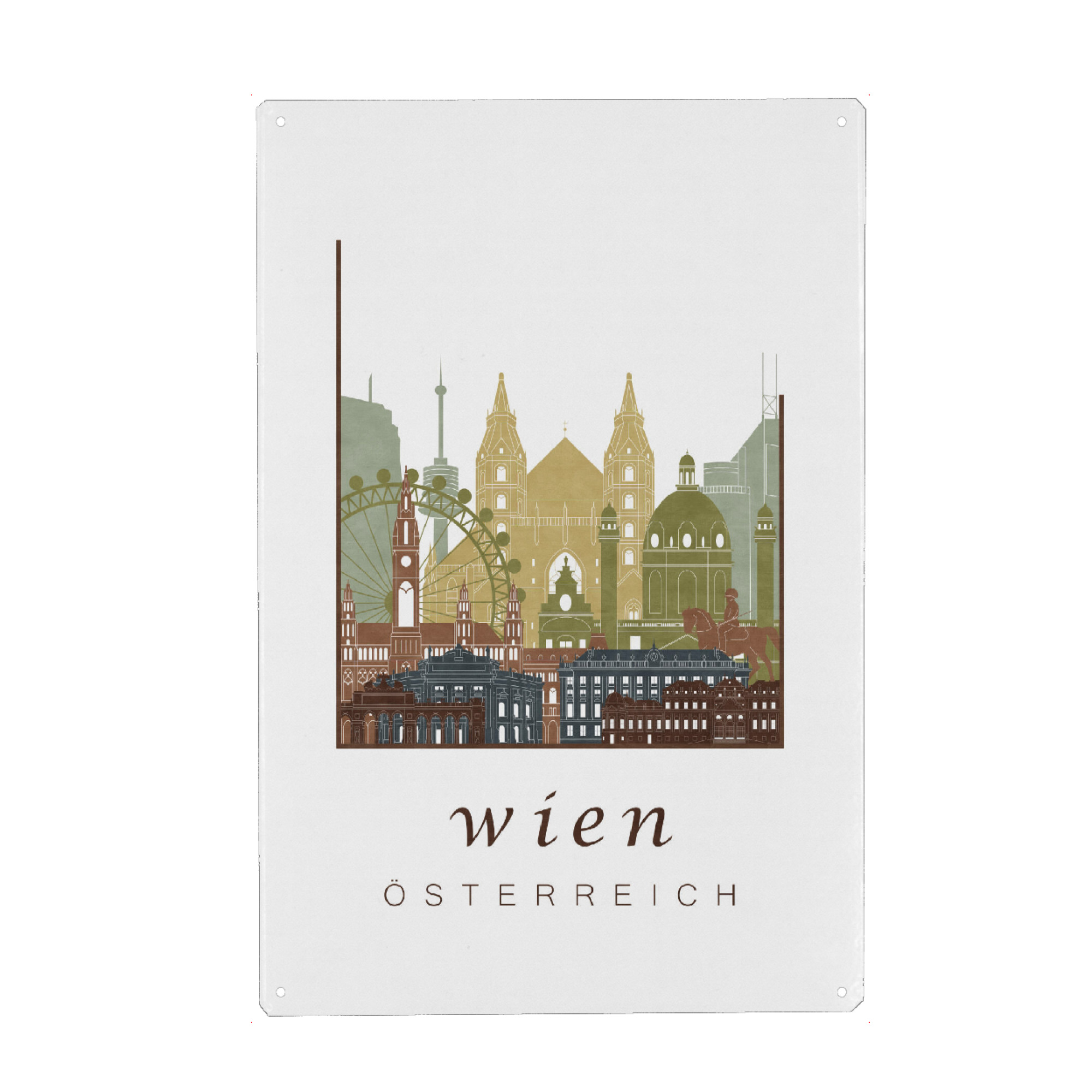 Metall Poster "Vienna skyline light brown" artboxONE - Städte,Architektur,Städte / Wien,Kartografie