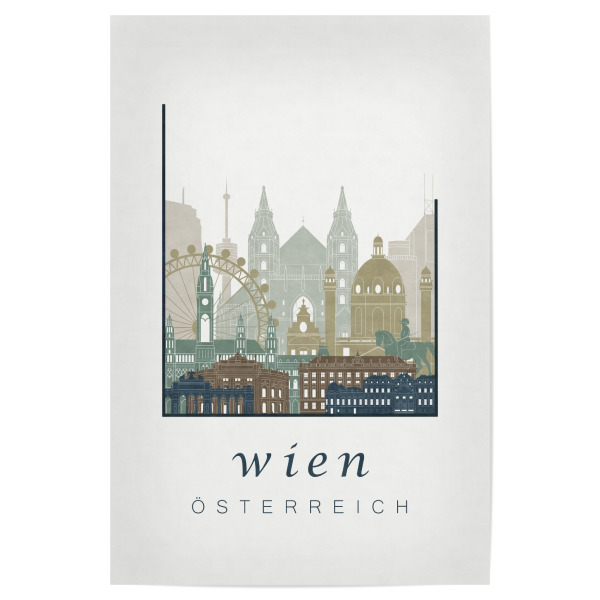 Poster 30x20 cm "Vienna skyline light blue" artboxONE - Städte,Architektur,Städte / Wien