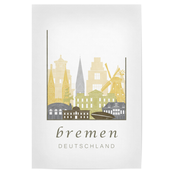 Poster 30x20 cm "Bremen skyline desert" artboxONE - Städte,Kartografie - Bremen,Germany,Deutschland,Skyline,Cityscape,Travel,Architecture