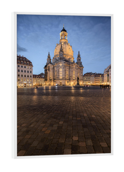 Poster mit weißem Rahmen "Frauenkirche am Abend" artboxONE - Städte,Architektur,Städte / Dresden