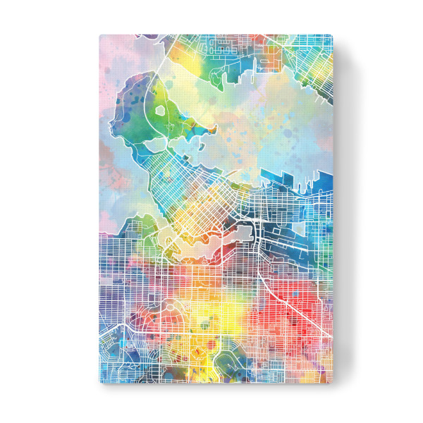 Leinwandbild "Vancouver map watercolor" artboxONE - Städte,Reise,Abstrakt,Kartografie