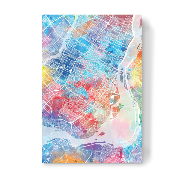 Leinwandbild "Montreal map watercolor" artboxONE - Städte,Reise,Abstrakt,Kartografie