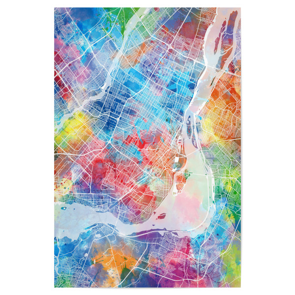 Poster 30x20 cm "Montreal map watercolor" artboxONE - Städte,Reise,Abstrakt,Kartografie