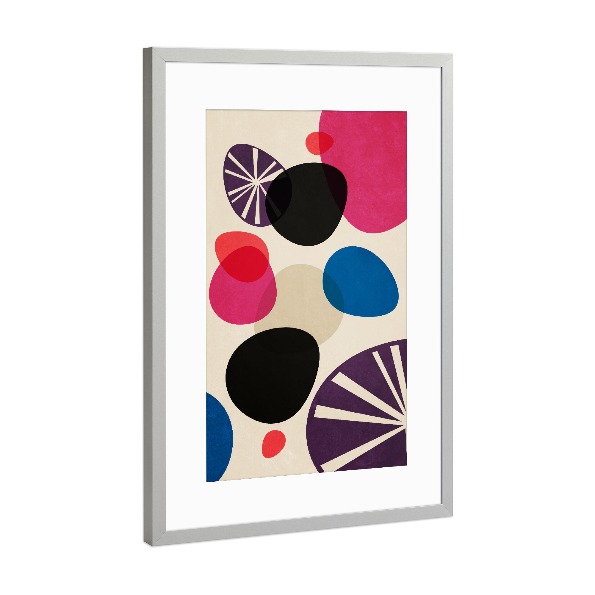 Poster mit Rahmen Silber "Kieselsteine im Sand" artboxONE - Abstrakt - Natur,Wohnzimmer,Formen,Abstract,Bunt