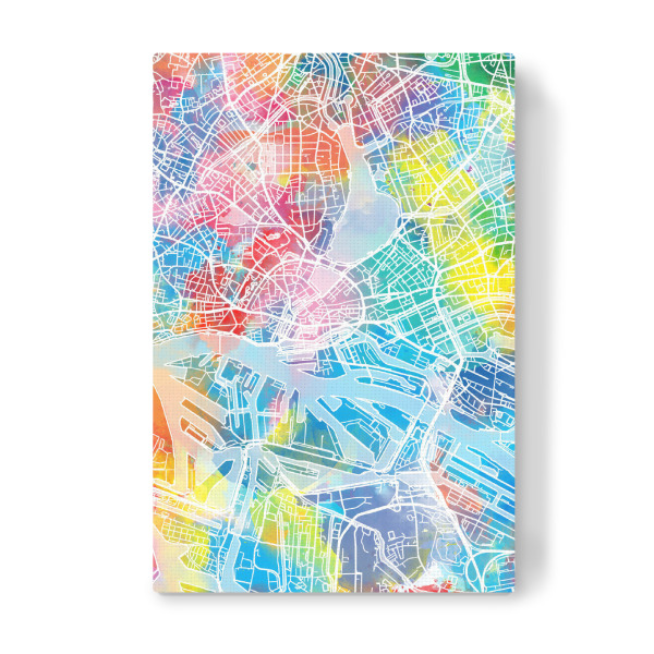 Leinwandbild "Hamburg map watercolor" artboxONE - Städte,Städte / Hamburg,Reise,Abstrakt,Kartografie
