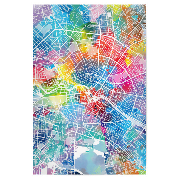Poster "Berlin map watercolor" artboxONE - Städte,Städte / Berlin,Reise,Kartografie