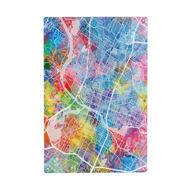 Holzbild "Austin map watercolor" artboxONE - Städte,Reise,Städte / Weitere,Kartografie