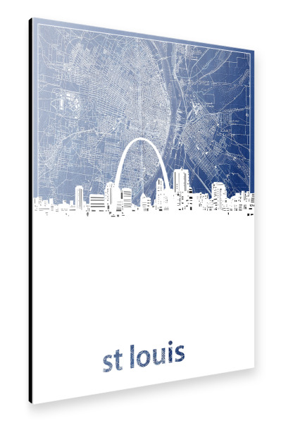 Alu-Dibond "St louis skyline map blue" 30x20 cm artboxONE