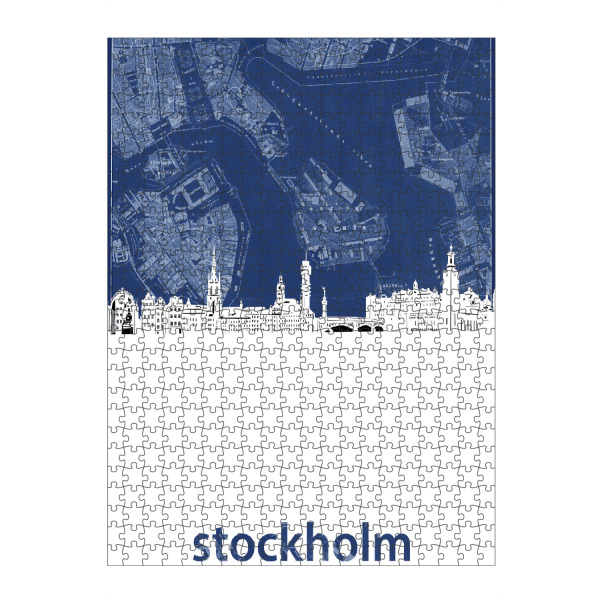 Puzzle Ravensburger "Stockholm skyline map blue" artboxONE - Städte,Architektur,Städte / Stockholm,Kartografie