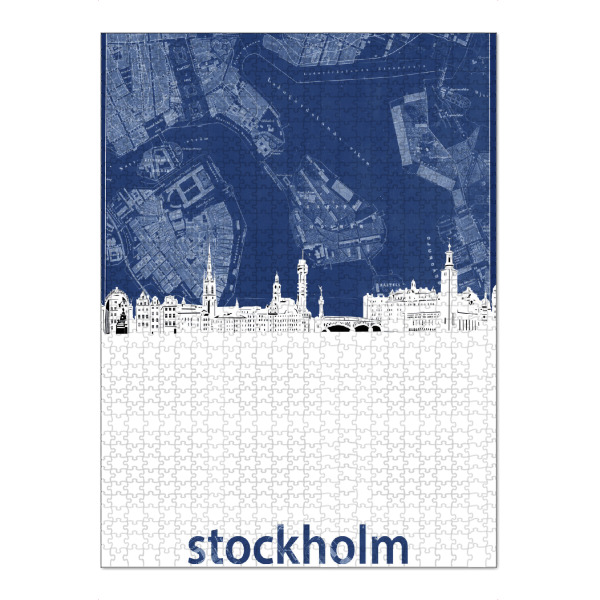 Puzzle Ravensburger "Stockholm skyline map blue" artboxONE - Städte,Architektur,Städte / Stockholm,Kartografie