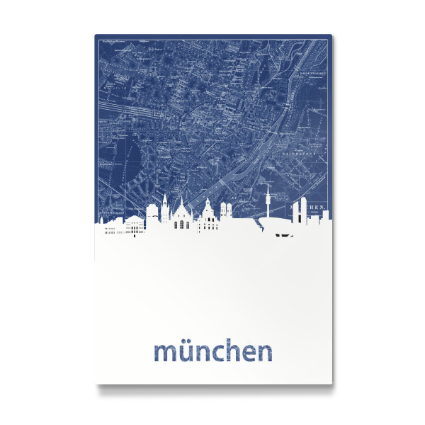 Galerie-Print "Munich skyline map blue" 30x20 cm artboxONE