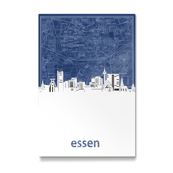 Galerie-Print "Essen skyline map blue" 30x20 cm artboxONE