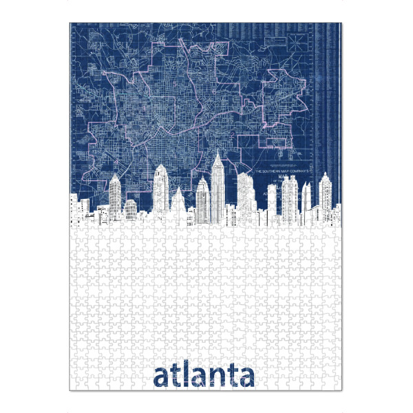 Puzzle Ravensburger "Atlanta skyline map blue" artboxONE - Städte,Reise,Architektur
