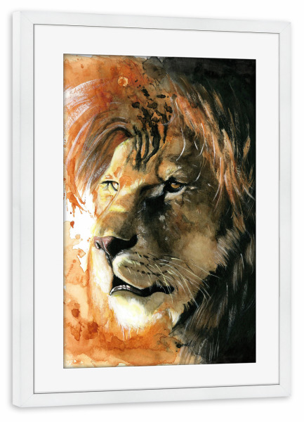 Poster mit Rahmen weiß "Wildlife Löwe" artboxONE - Tiere