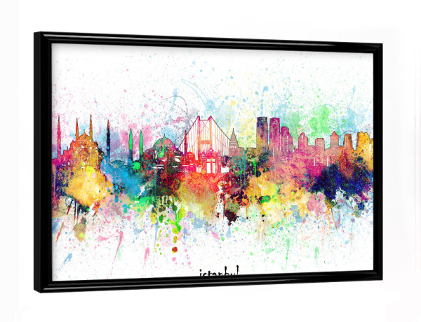 Poster mit schwarzem Rahmen "Istanbul skyline artistic" artboxONE - Städte,Städte / Istanbul