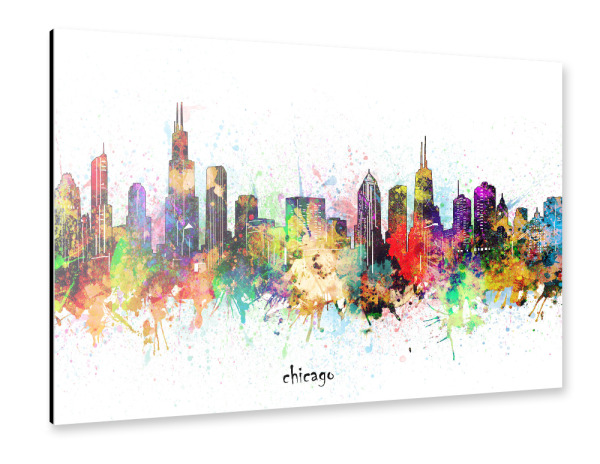 Alu-Dibond "Chicago skyline artistic" 30x20 cm artboxONE