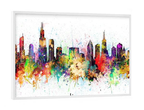 Poster mit weißem Rahmen "Chicago skyline artistic" artboxONE - Städte,Städte / Chicago