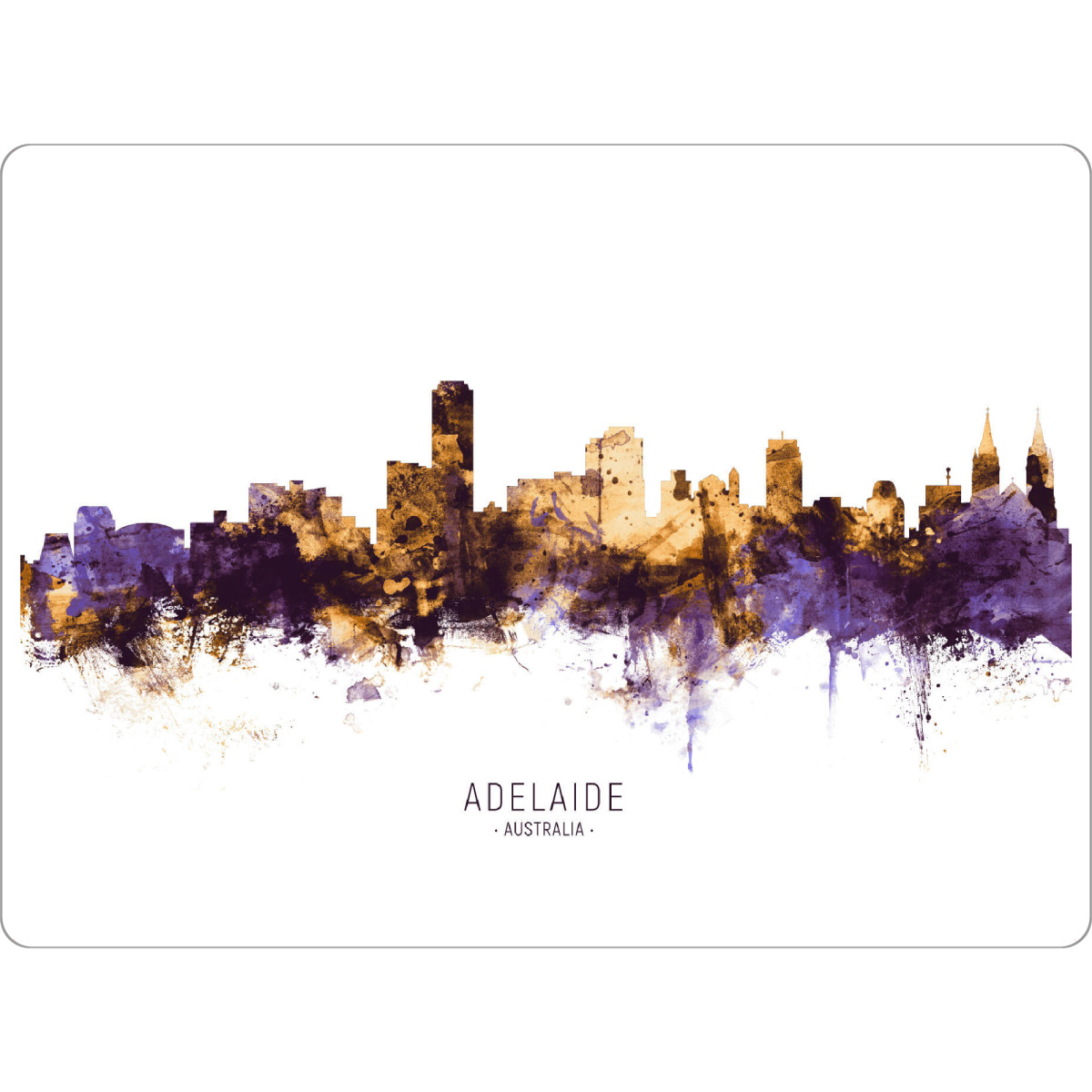 Tischset "Adelaide Skyline PurpleGold" artboxONE - Städte - Adelaide,Australia,Skyline,Cityscape,Stadtbild,Watercolor,City - Bild adelaide