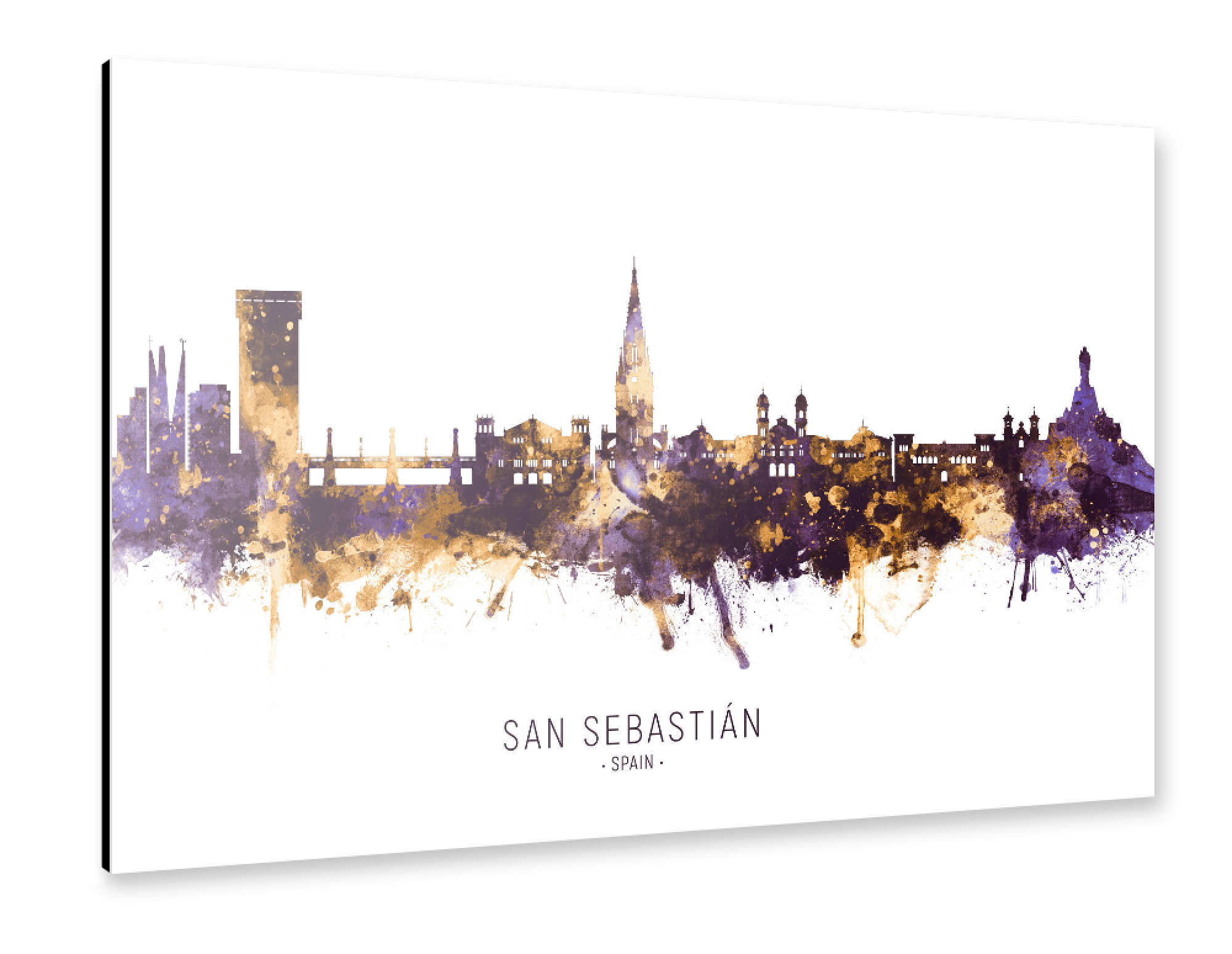 Alu-Dibond "San Sebastian Skyline PurpleGold" 30x20 cm artboxONE