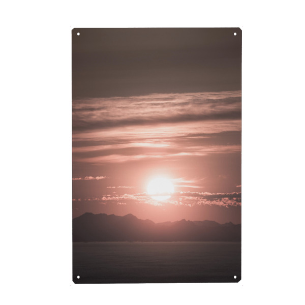 Metall Poster "Sun's rise" artboxONE - Natur - Sonnenaufgang,Lofoten,Norwegen,Himmel,Wolken,Stille - Blechschild