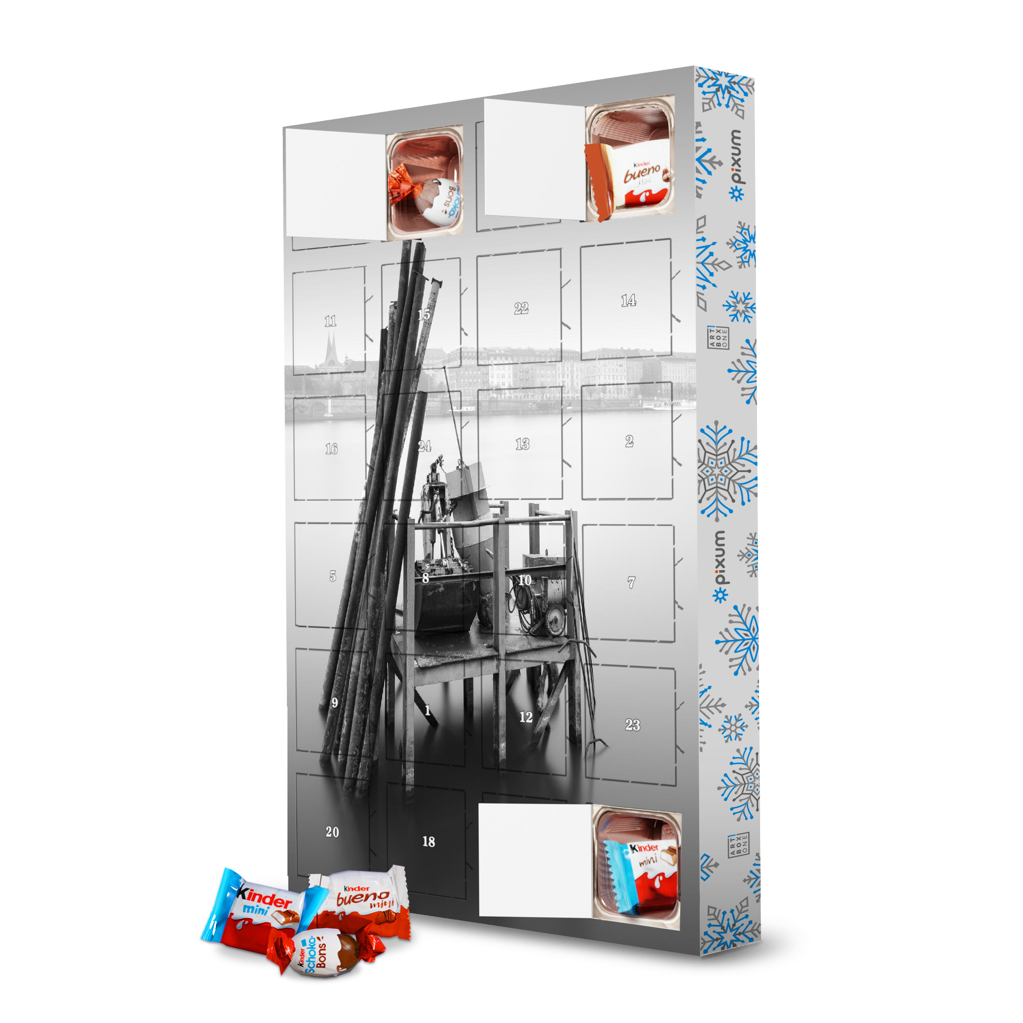 Adventskalender mit Produkten von Kinder Moldau in Prag artboxONE Adventskalender Städte