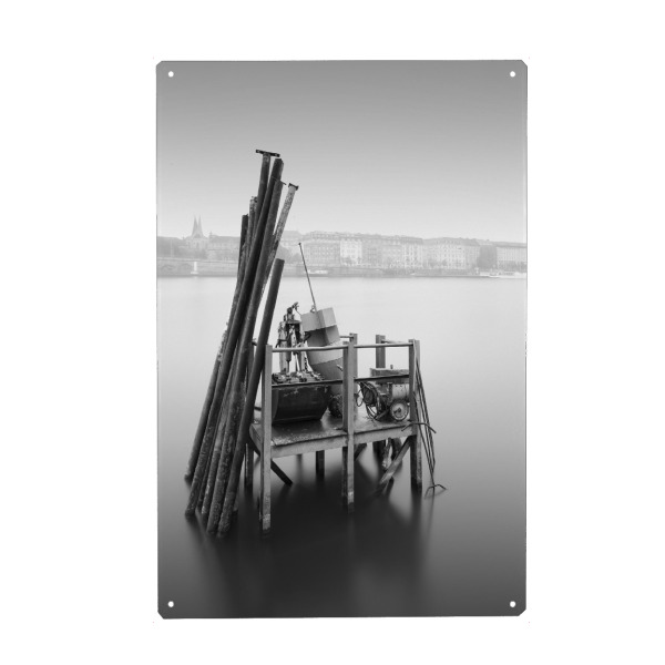 Holzbild "Moldau in Prag" artboxONE - Städte,Schwarzweiß,Architektur,Reise / Strand und Meer,Städte / Prag