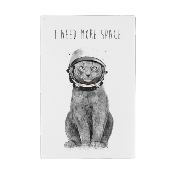 Holzbild "Astronaut cat - I need more space" artboxONE - Typografie,Tiere,Lustig