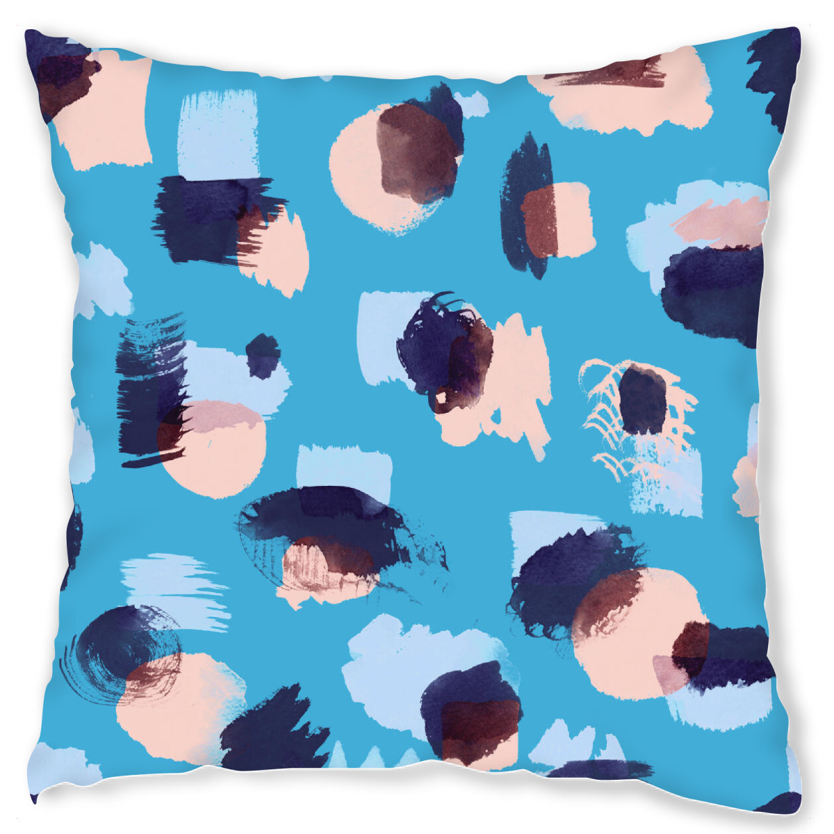 Design-Kissen "Abstract Stains Blue" artboxONE - Abstrakt,Lustig - Stains,Artistic,Patining,Spots,Brushstrokes,Modern,Trendy,Watercolor,Minimalist