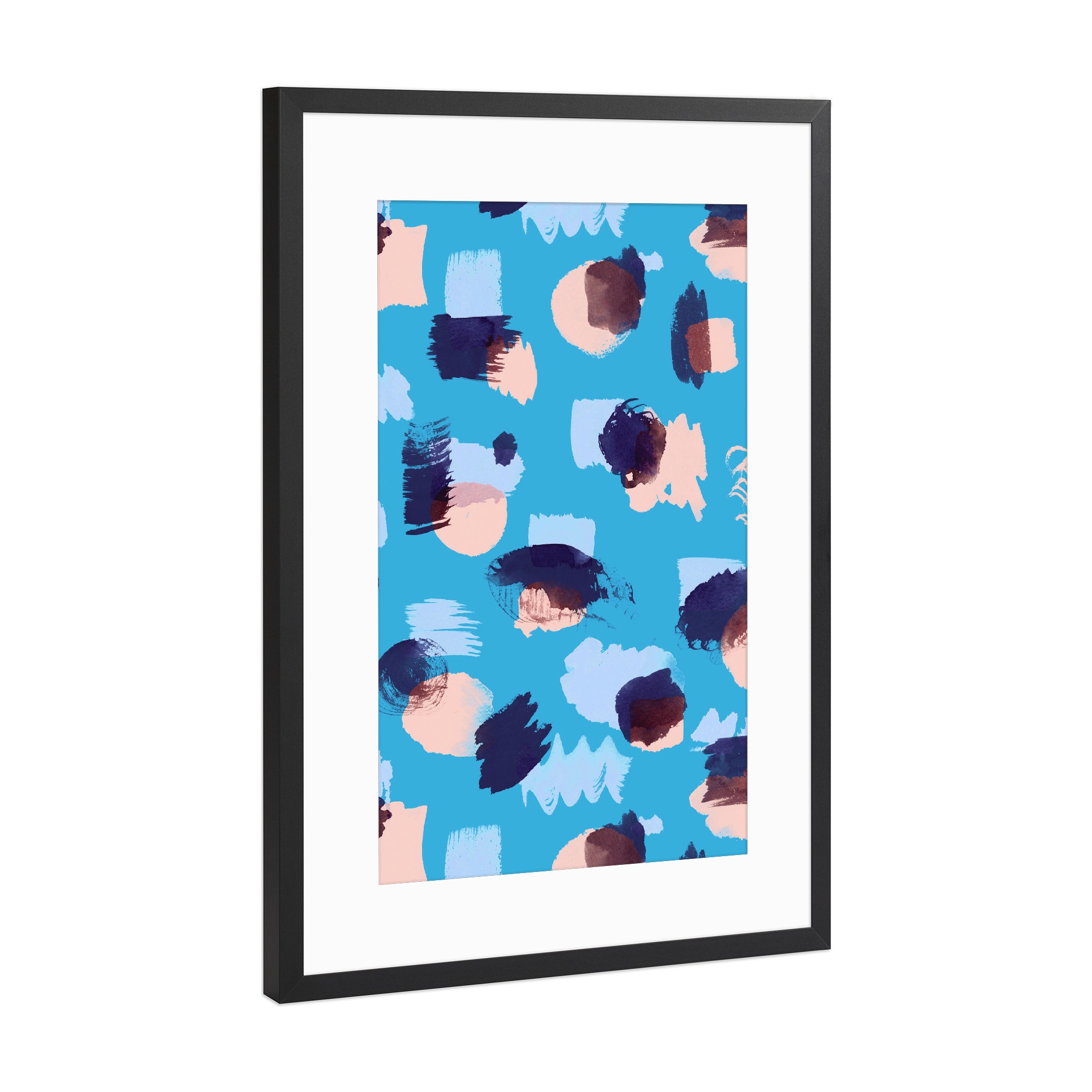 Poster mit Rahmen Schwarz (Metallic) "Abstract Stains Blue" artboxONE - Abstrakt,Lustig
