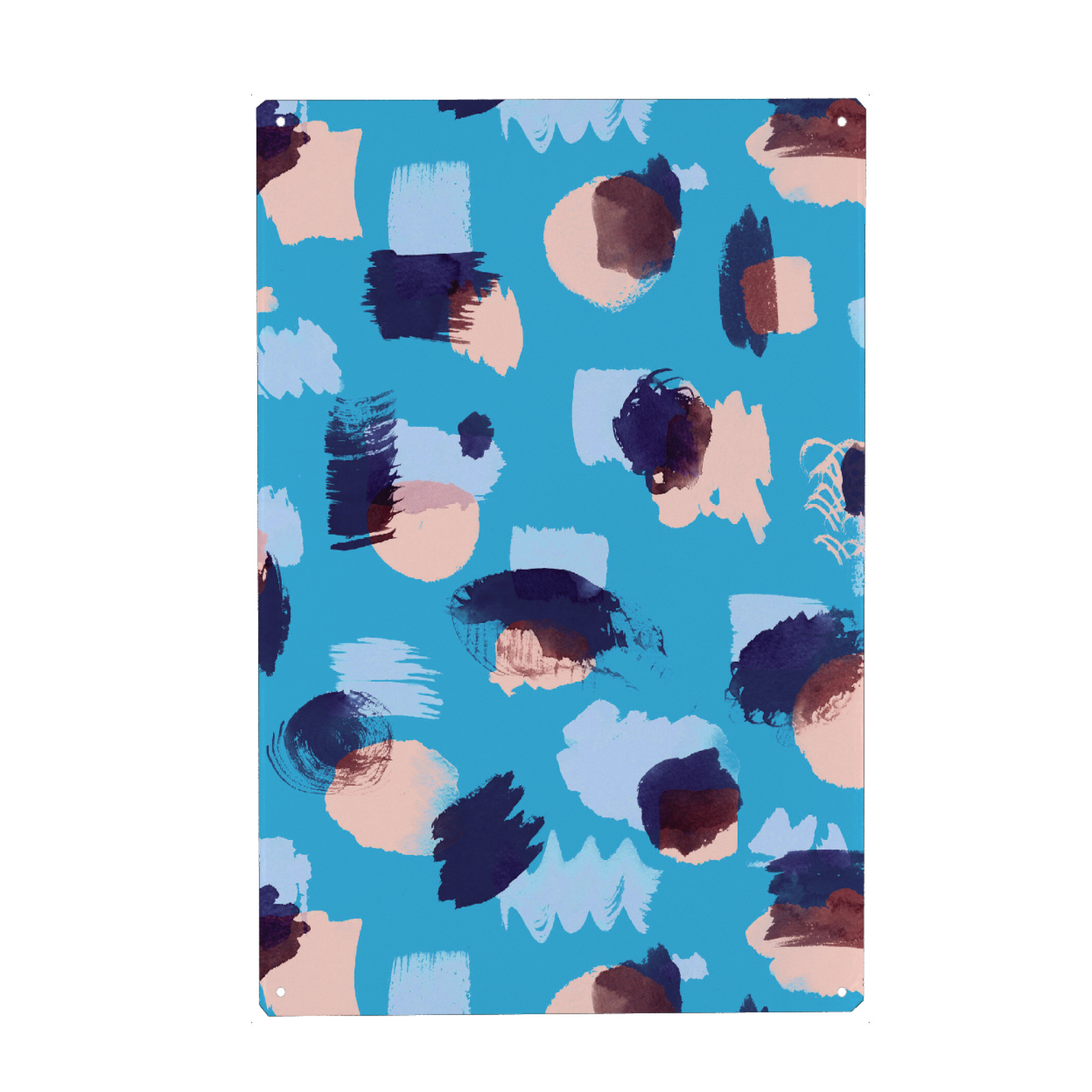 Metall Poster "Abstract Stains Blue" artboxONE - Abstrakt,Lustig - Stains,Artistic,Patining,Spots,Brushstrokes,Modern,Trendy,Watercolor,Minimalist