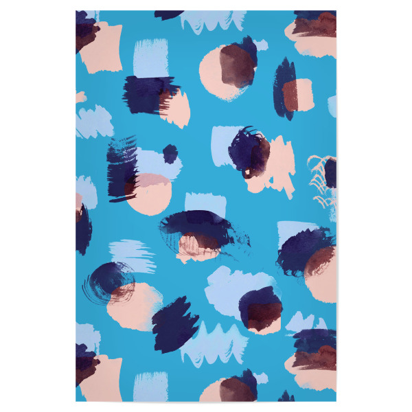 Poster 30x20 cm "Abstract Stains Blue" artboxONE - Abstrakt,Lustig - Stains,Artistic,Patining,Spots,Brushstrokes,Modern,Trendy,Watercolor,Minimalist