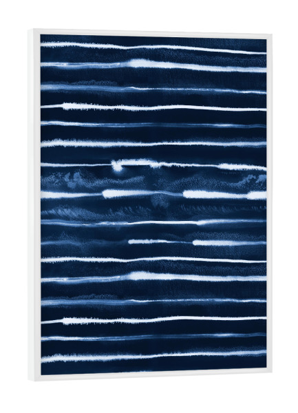 Poster mit weißem Rahmen "Electric Ink Lines Navy" artboxONE - Abstrakt,Geometrie