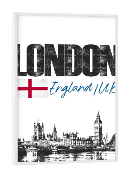 Poster mit weißem Rahmen "London Skyline minimalistisch" artboxONE - Städte,Städte / London,Schwarzweiß