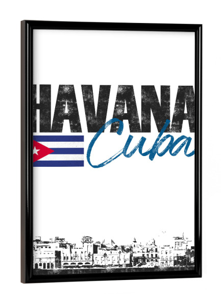 Poster mit schwarzem Rahmen "Havanna Skyline minimalistisch" artboxONE - Städte,Schwarzweiß
