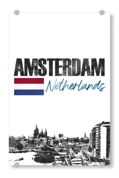 Acrylglasbild "Amsterdam Skyline minimalistisch" artboxONE - Städte,Schwarzweiß,Städte / Amsterdam