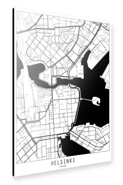 Alu-Dibond "Helsinki map minimal" 30x20 cm artboxONE