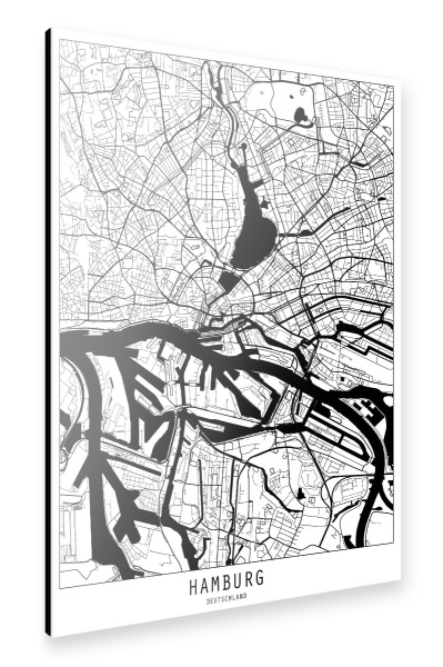 Alu-Dibond "Hamburg map minimal" 30x20 cm artboxONE