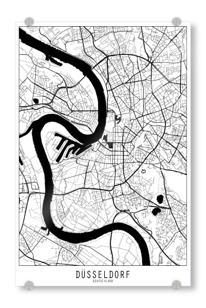 Acrylglasbild "Dusseldorf map minimal" artboxONE - Städte,Reise,Schwarzweiß,Städte / Düsseldorf,Kartografie