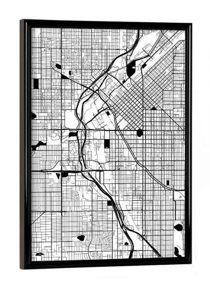 Poster mit schwarzem Rahmen "Denver map minimal" artboxONE - Städte,Reise,Schwarzweiß,Städte / Weitere,Kartografie