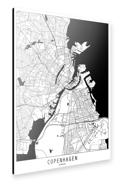 Alu-Dibond "Copenhagen map minimal" 30x20 cm artboxONE