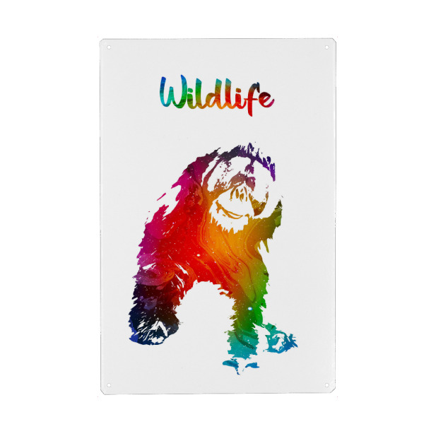 Metall Poster "Orang Utan" artboxONE - Tiere - Affe,Tiere,Zoo,Urwald,Kinder,Familie,Natur,Wildlife,Bunt,Orang utan - Blechschild