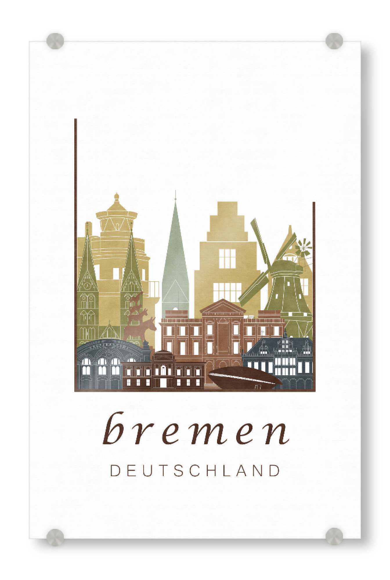 Acrylglasbild "Bremen skyline light brown" artboxONE - Städte,Architektur - Bremen,Germany,Deutschland,Skyline,Cityscape,Travel,City,Architecture