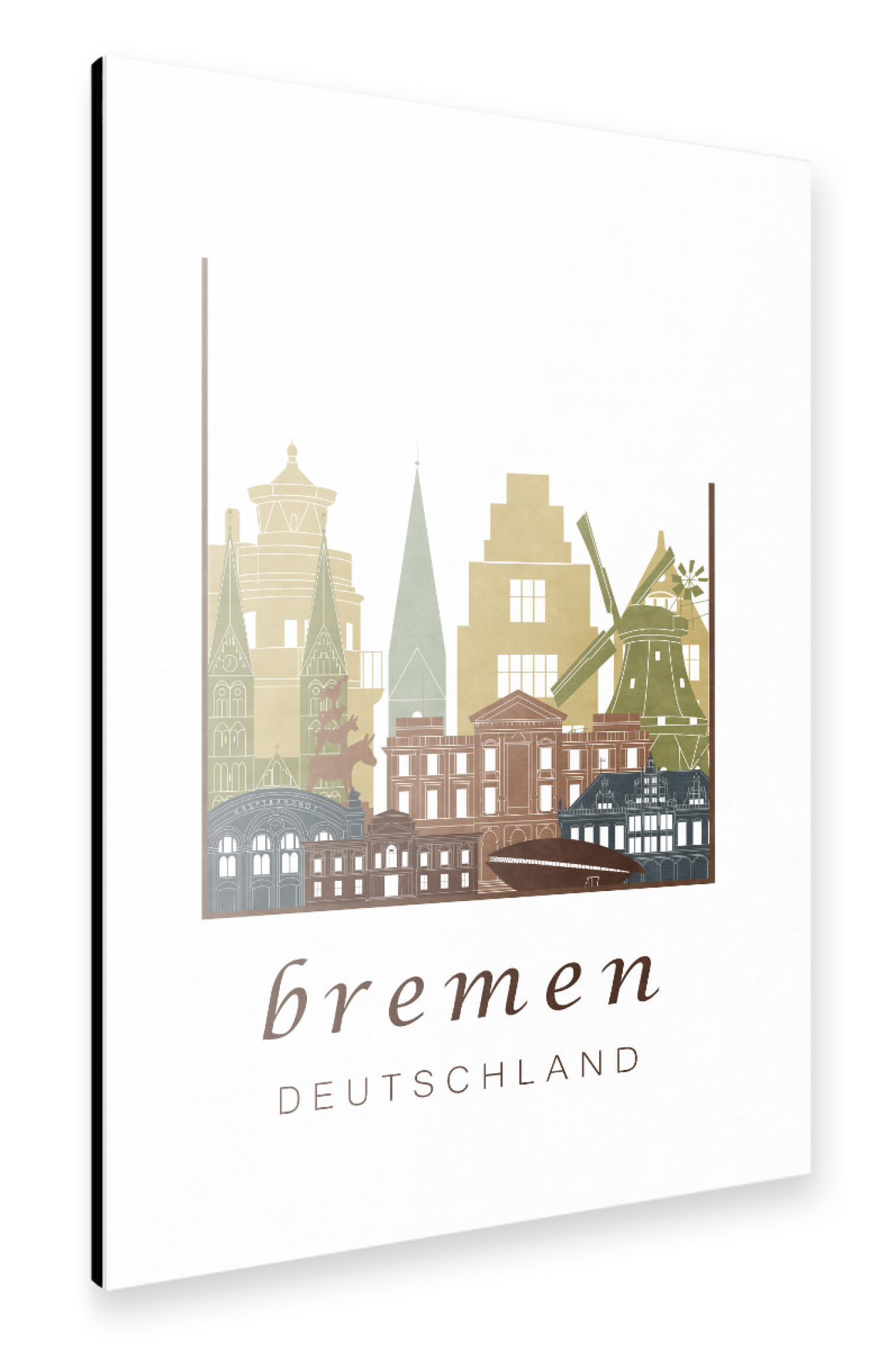 Alu-Dibond "Bremen skyline light brown" 30x20 cm artboxONE